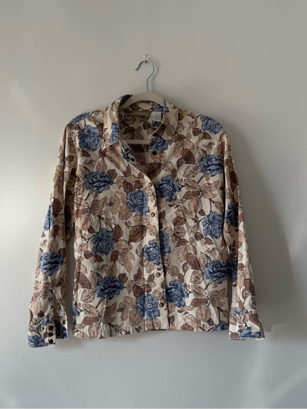 Blue Rose Floral Button Front Western Shirt | Cottage Western Coastal Cowgirl